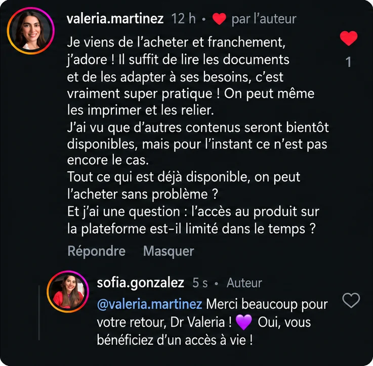 Commentaire de valeria.martinez : elle vient de l'acheter, les documents s'adaptent et s'impriment ; réponse : accès à vie